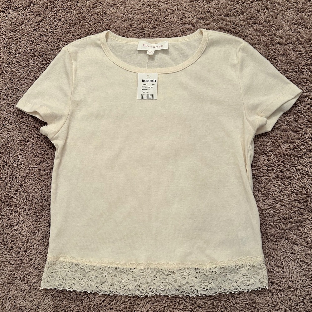 NWT Lace Bottom T-Shirt